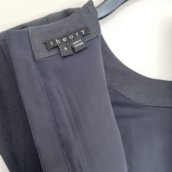 Theory Cap Sleeve Structured Fitted Black Crepe Mini Dress, size 6 - Picture 7 of 9